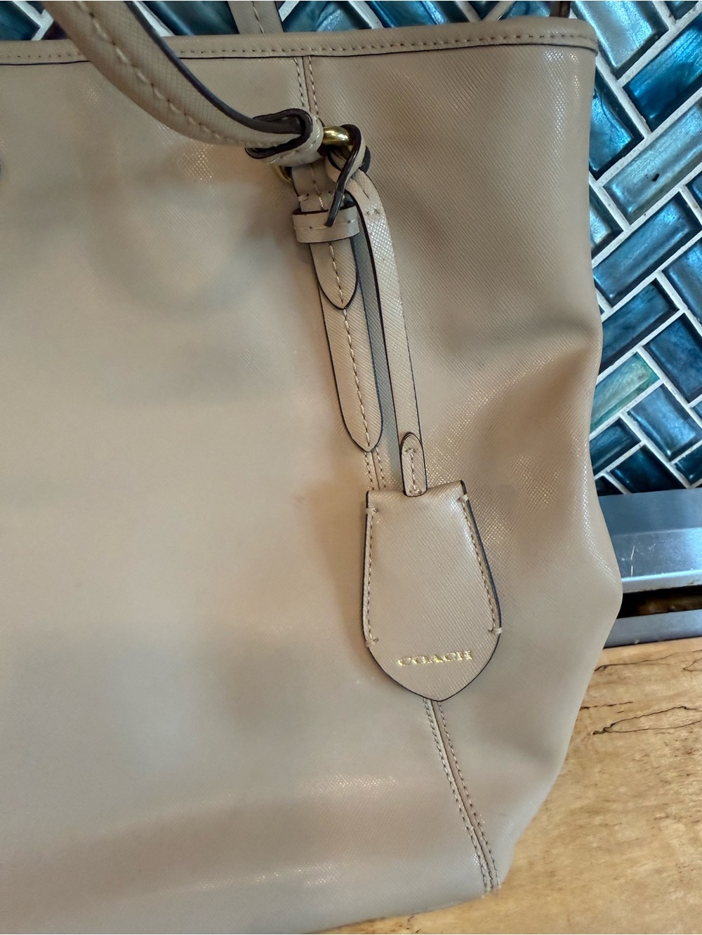 Coach Pebble Leather Tote in Taupe - Picture 4 of 13